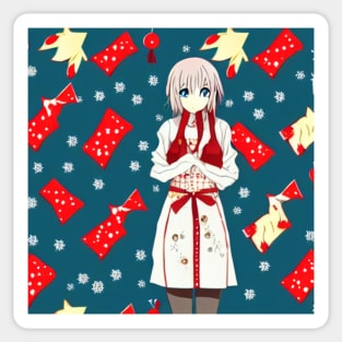 Anime Christmas Girl and Candy&amp;#39;s Patterns! Exclusive Sticker